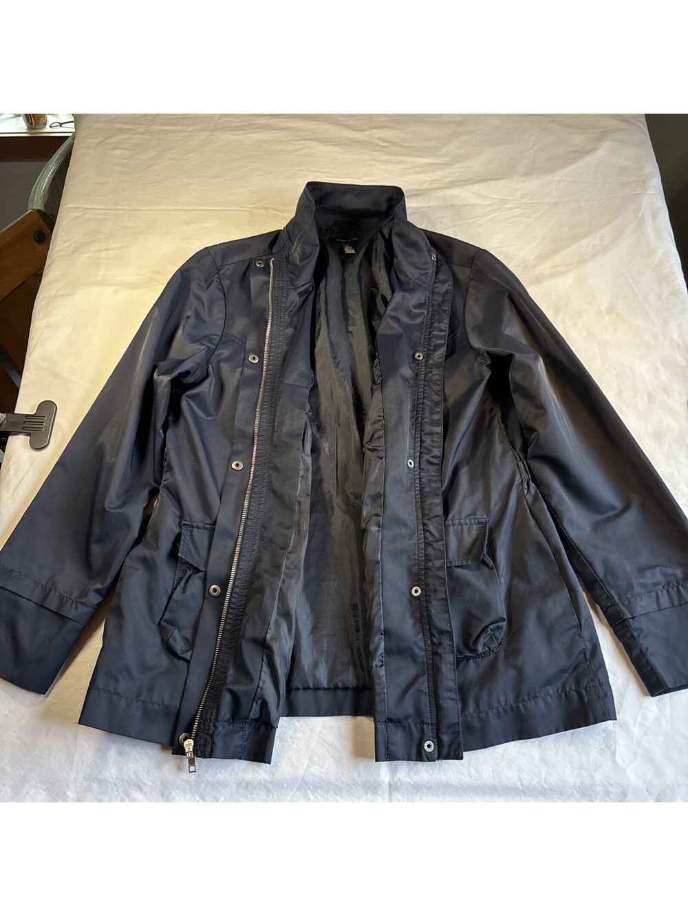 Tommy Hilfiger Navy jacket women’s XL Zip Up with Snap Button Storm Flap